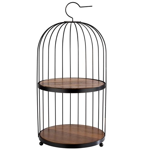 Etagère 2 laags birdcage diam. 26cm. hgt. 54cm.