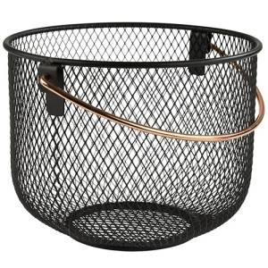 DRAHTKORB MIT KUPFERGRIFF DURCHM. 21CM. HGT. 16,5 cm. SCHWARZ