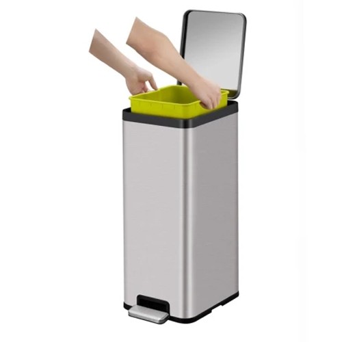 POUBELLE À PÉDALE CONT. 30 litres. Acier inoxydable. ECOMAID GRIS EKO