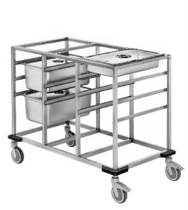 Bain marie portioneerwagen 3x gn 1/1 zonder opzet afm. 64x112,5x90cm. rvs