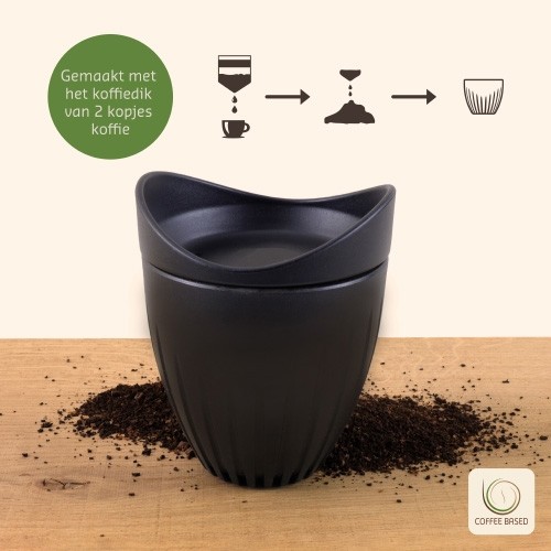 GRANDE TASSE AVEC CONTENU DU COUVERCLE. 340ML. COUPE CHANCE NOIRE