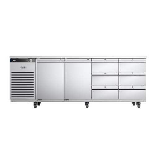 REFRIGERATOR WORKBENCH 2 DOORS AND 6 DRAWERS EP1/4H STAINLESS STEEL/STAINLESS STEEL FOSTER