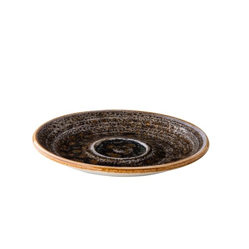 PLAT À EXPRESSO DIAM. 13CM. JERSEY MARRON Q AUTHENTIQUE
