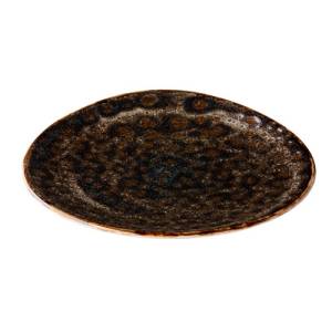 PLAQUE TRIANGULAIRE DIAM. 27CM. JERSEY MARRON Q AUTHENTIQUE