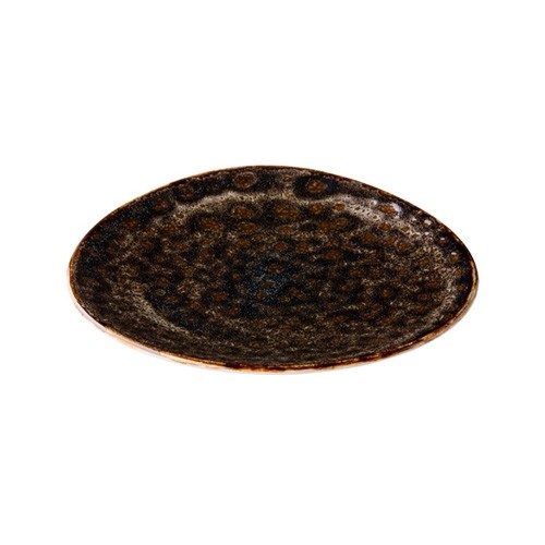 PLAQUE TRIANGULAIRE DIAM. 21CM. JERSEY MARRON Q AUTHENTIQUE