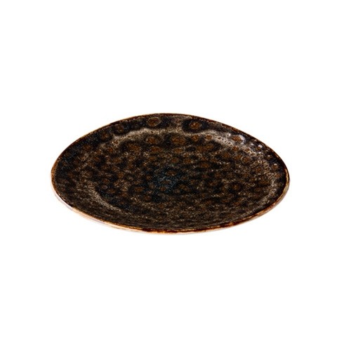 PLAQUE TRIANGULAIRE DIAM. 17CM. JERSEY MARRON Q AUTHENTIQUE