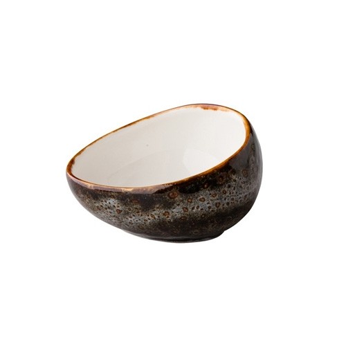 BOL À SAUCE TRIANGULAIRE DIAM. 8,5 cm. INH. 11CL. JERSEY MARRON Q AUTHENTIQUE