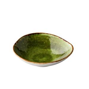 SCHÜSSEL DREIECKIG DURCHM. 16CM. INH. 29CL. JERSEY GRÜN Q AUTHENTISCH