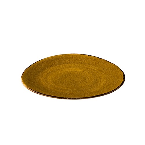 PLATTE DREIECKIG DURCHM. 17CM. JERSEY GELB Q AUTHENTISCH