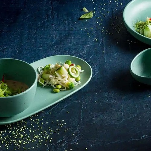 PLATE DEEP DIAM. 23.5CM. TINTO MATT GREEN Q AUTHENTIC