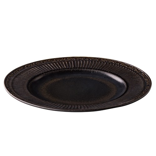 Bord diam. 27cm. Dusk metallic zwart Q Authentic