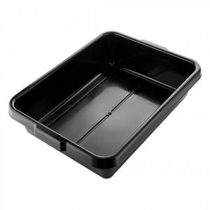 TAILLE DE LA BOÎTE DE DÉGAGEMENT. 55X41CM. HGT. 13,5 cm. PLASTIQUE COULEUR NOIR