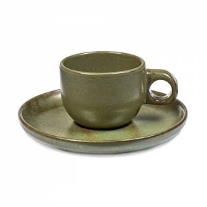 TASSE EXPRESSO 10CL. ET PLAT ESPRESSO COULEUR CAMO VERT SURFACE PAR SERGIO HERMAN SERAX