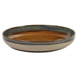 SERVING PLATE DIAM. 32CM. RUSTY BROWN SURFACE BY SERGIO HERMAN SERAX