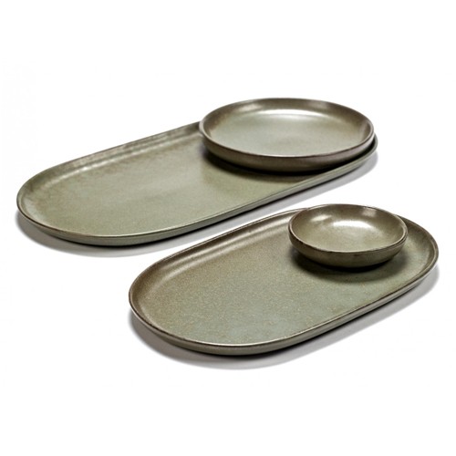 ASSIETTE TAPA DIM. 35.5x17CM. SURFACE GRIS INDY PAR SERGIO HERMAN SERAX