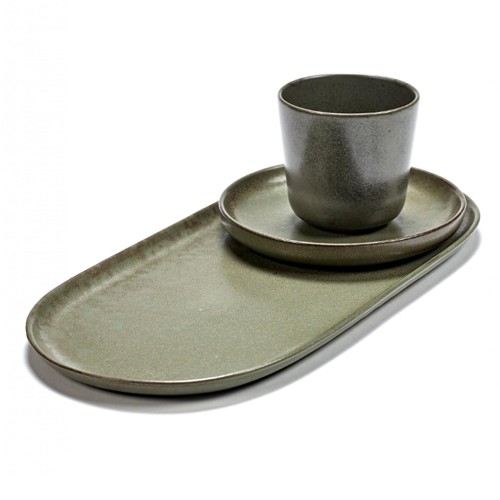 ASSIETTE TAPA DIM. 35.5x17CM. SURFACE GRIS INDY PAR SERGIO HERMAN SERAX