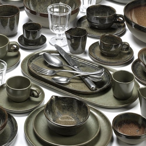 ASSIETTE TAPA DIM. 35.5x17CM. SURFACE GRIS INDY PAR SERGIO HERMAN SERAX