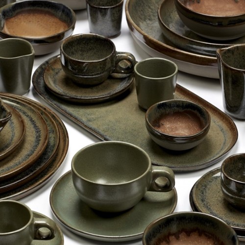 ASSIETTE TAPA DIM. 35.5x17CM. SURFACE GRIS INDY PAR SERGIO HERMAN SERAX