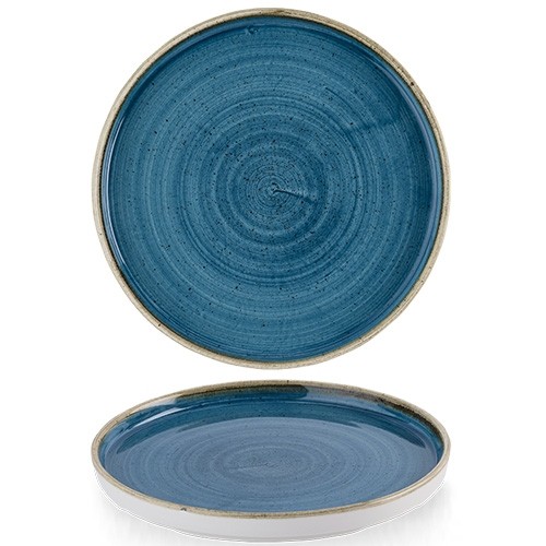 PLATE UPSTANDING EDGE DIAM. 26CM. STONECAST JAVA BLUE CHURCHILL