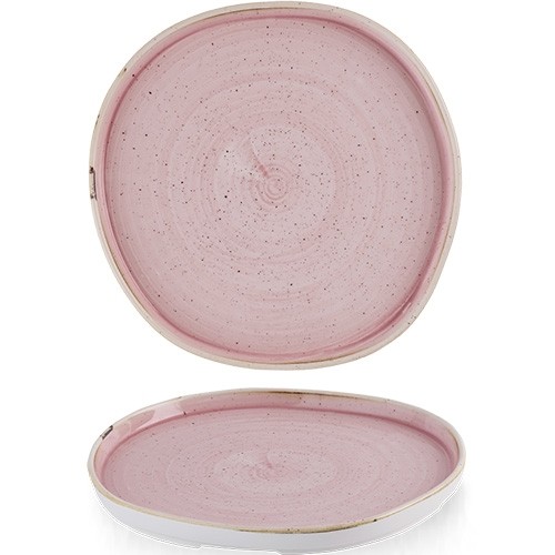 PLATTE AUFSTEHENDE KANTE DURCHM. 26CM. HGT. 2CM. STONECAST BLÜTENBLATT ROSA CHURCHILL