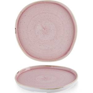 PLATTE AUFSTEHENDE KANTE DURCHM. 26CM. HGT. 2CM. STONECAST BLÜTENBLATT ROSA CHURCHILL