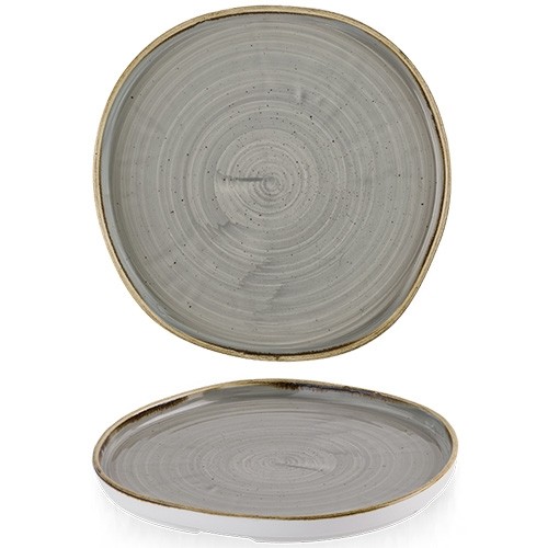 PLATTE AUFSTEHENDE KANTE DURCHM. 26CM. HGT. 2CM. STONECAST PEPPERCORN GREY CHURCHILL