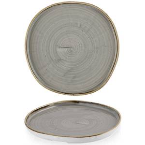 PLATTE AUFSTEHENDE KANTE DURCHM. 26CM. HGT. 2CM. STONECAST PEPPERCORN GREY CHURCHILL