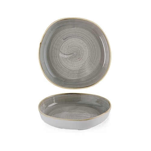 PLATTE AUFSTEHENDE KANTE DURCHM. 20 CM. HGT. 4,5 cm. STONECAST PEPPERCORN GREY CHURCHILL