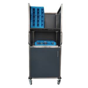 Uitgifte wagen koppen-mokken schoon/vuil