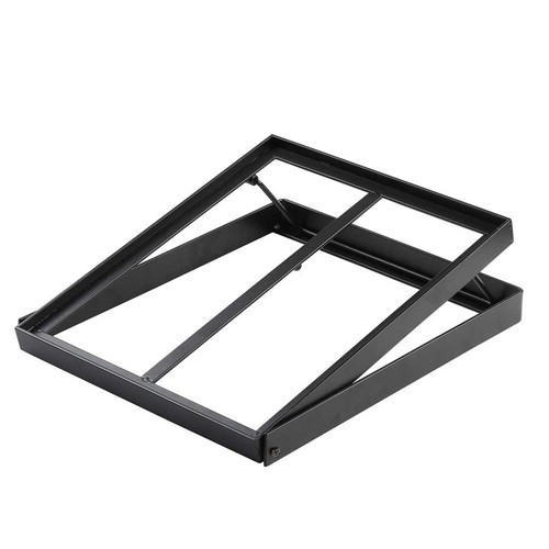 ABGEWINKELTER BUFFETERHÖHER ABM. 11,5 x 13,5 cm. HGT. 4,5 cm. SCHWARZ BESCHICHTETER STAHL