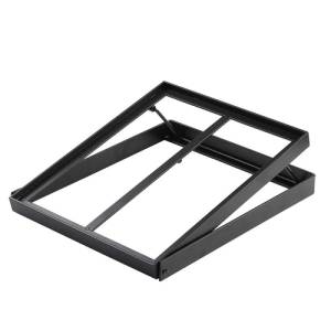 Schuine buffetverhoger afm. 11,5x13,5cm. hgt. 4,5cm. zwart gecoat staal