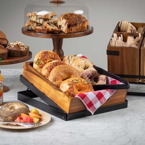 ABGEWINKELTER BUFFETERHÖHER ABM. 11,5 x 13,5 cm. HGT. 4,5 cm. SCHWARZ BESCHICHTETER STAHL