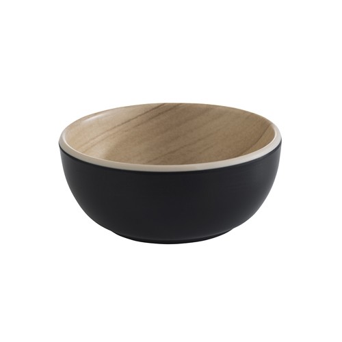 Schaal diam. 8,5cm. hgt. 3,5cm. melamine kleur Beige/zwart