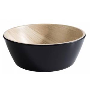 Schaal diam. 12,5cm. hgt. 4,5cm. melamine kleur Beige/zwart