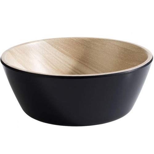 Schaal diam. 20cm. hgt. 7,5cm. melamine kleur Beige/zwart