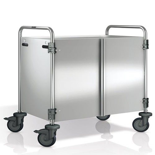 SW 10X6-3 SERVING TROLLEY DIMENSIONS 110X70X95CM STAINLESS STEEL 2 TABLES DIMENSIONS 100X60CM STAINLESS STEEL SIDE PANELS AND DOORS 4 CASTERS (2/BRAKE) B.PRO