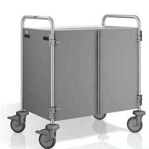 SERVEERWAGEN RVS SW 8X5-2 BLADEN ZIJPANELEN EN DEUREN IN PANTONE RAL7030 AFM. 93X60X95CM. B.PRO