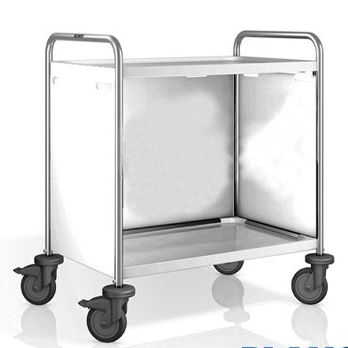 SW 8X5-2 SERVING TROLLEY DIMENSIONS 93X60X95CM. STAINLESS STEEL 2 TABLES DIMENSIONS 80X50CM. SIDE PANELS IN PANTONE RAL9003 4 CASTERS (2/BRAKE) B.PRO