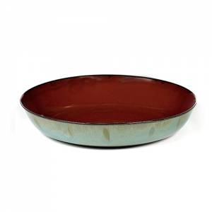 PLAT DE SERVICE M DIAM. 21CM. H. 4CM. COULEUR ROUILLE / BLEU FUMÉ TERRES DE REVES SERAX