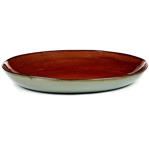 SERVING PLATE XL DIAM. 35.5 CM. H. 8 CM. COLOR RUST / SMOKEY BLUE TERRES DE REVES SERAX