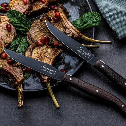 STEAK KNIVES LUXURY LINE WENGÉ STAINLESS STEEL SET OF 6 PIECES LAGUIOLE STYLE DE VIE