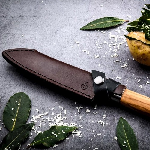 Lederen hoes santokumes 14cm Leather Forged