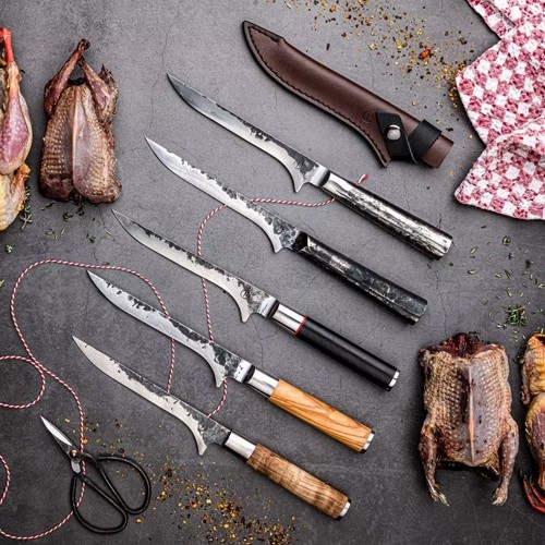 Lederen hoes uitbeenmes Leather Forged