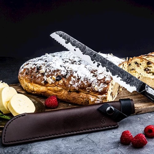 LEATHER COVER BREAD KNIFE LEATHER FORGED