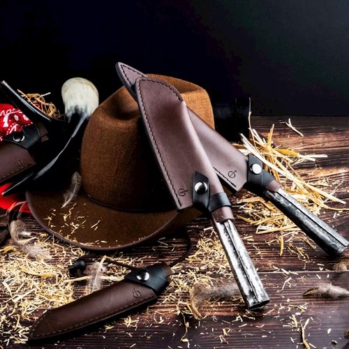 Lederen hoes vleesmes Leather Forged