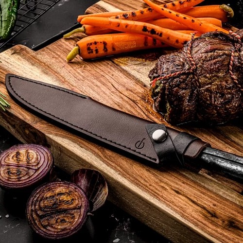 Lederen hoes vleesmes Leather Forged