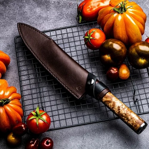 Lederen hoes koksmes Leather Forged