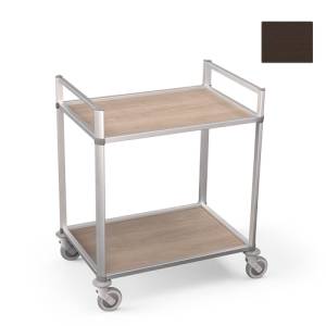 Desserte MICHIGAN 2 ETAGERES DIM. 92,5X65,5CM. HG . 105CM. 4 ROULETTES DONT 2 AVEC FREIN CHENE FONCÉ