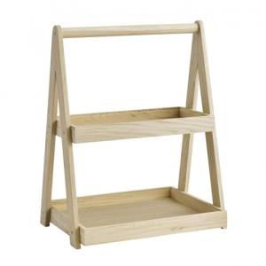 Etagere 2-laags afm. 35x26,5x44,5cm. eikenhout