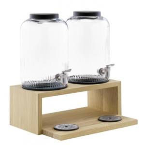 Duo drankdispenser incl. standaard inh. 2x 7ltr. hgt. 47cm. glas Valo